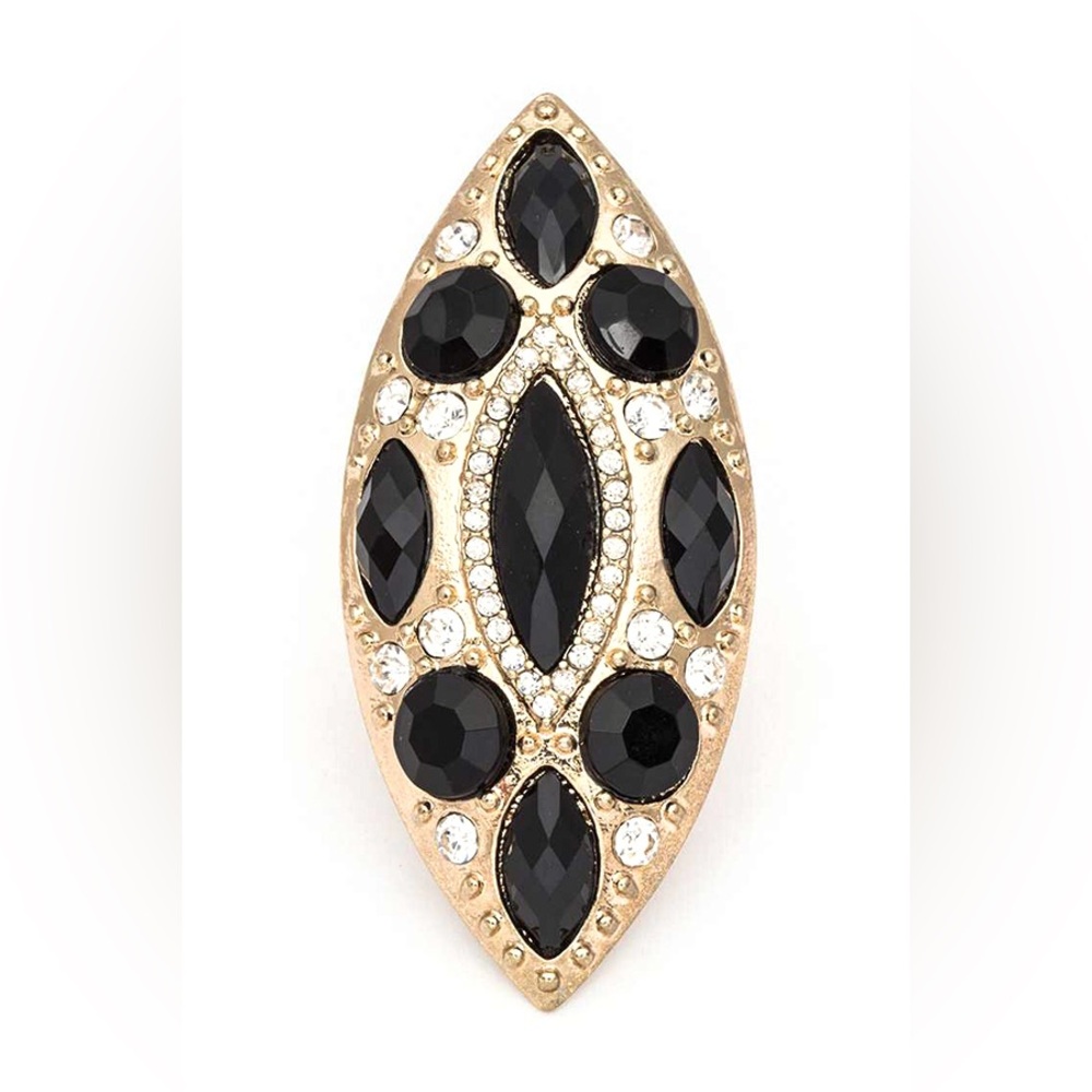 Elegant Black and Gold Statement Ring